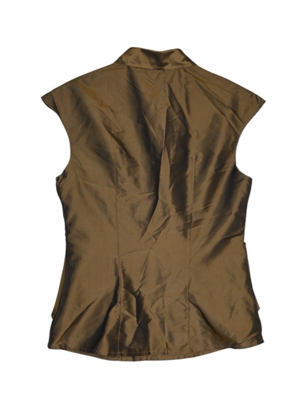 Moda International Women's S Silk Sleeveless Twist Front Wrap Blouse in Bronze - Picture 2 of 8